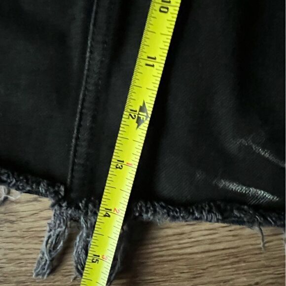 Carmar LF Denim Colin Side Stripe Skirt Black Red Mini Raw Hem Cutoff Size 27 - Picture 7 of 7